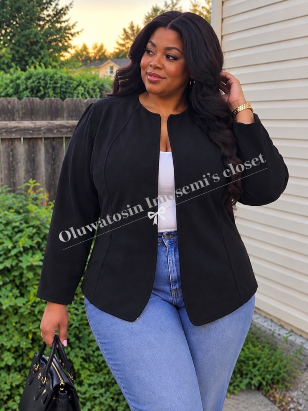 Classic Black Open-Front Jacket